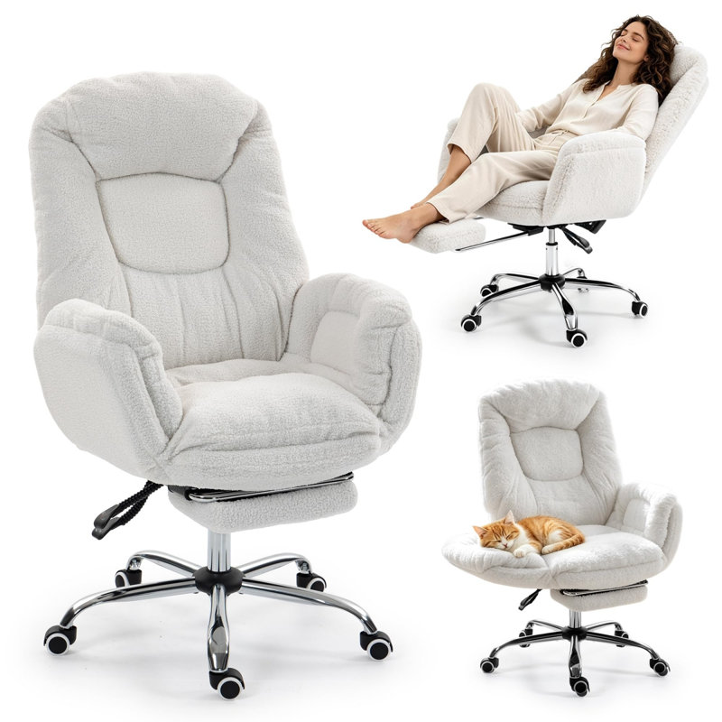 Upholstered Swivel Armchair, White