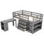 Lit mezzanine simple gris avec armoire et bureau portable, roues de bureau pratiques et gracieuses-1913833737