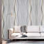 Alviva 10m x 53cm Contemporary Geometric Curving Linear Wallpaper