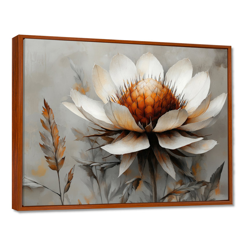 «The Winter Wild Thistle Bloom III - Thistle», reproduction d'art sur toile encadrée, H 12 po x l 20 po, Floater Framed, Brun