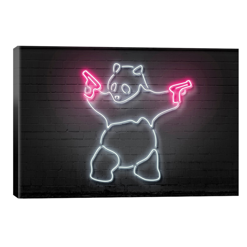Panda With Guns by Octavian Mielu - Wrapped Canvas Print, 101.6 cm H x 66.04 cm W x 3.175 cm D