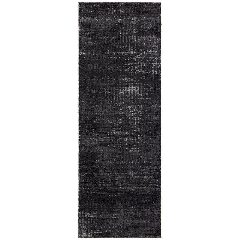 Esser Modern Solid, Accent Rug, Runner 2'6" x 7'3", Black/Silver/Gray