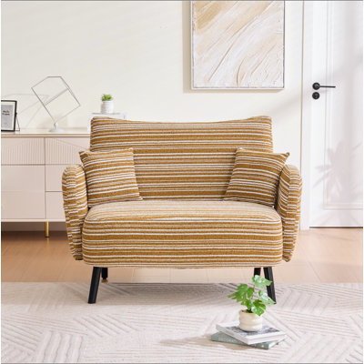 Canapé à deux places de style moderne avec accoudoirs confortables, coussins d'accoudoirs et poches de rangement, canapé à deux places profonds, canapé moderne et confortable pour chambre à coucher, petits espaces, appartements