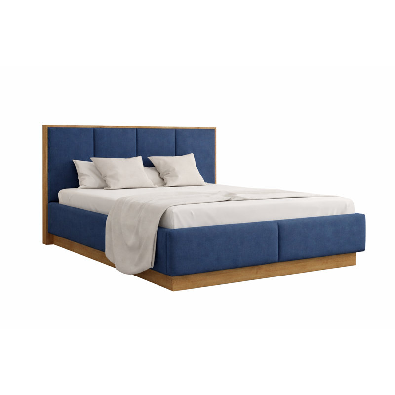 Upholstered Ottoman Storage Bed, Navy Blue, 140 x 200 cm