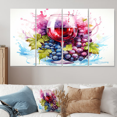 Grape Elegantburgundy Wine II - vin, art mural 4 pièces