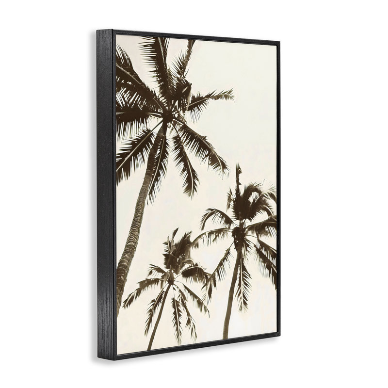 Giclée classique de silhouette de palmiers, design par LSR Design Studio, H 18 po x l 12 po, Giclée encadrée noir minuit