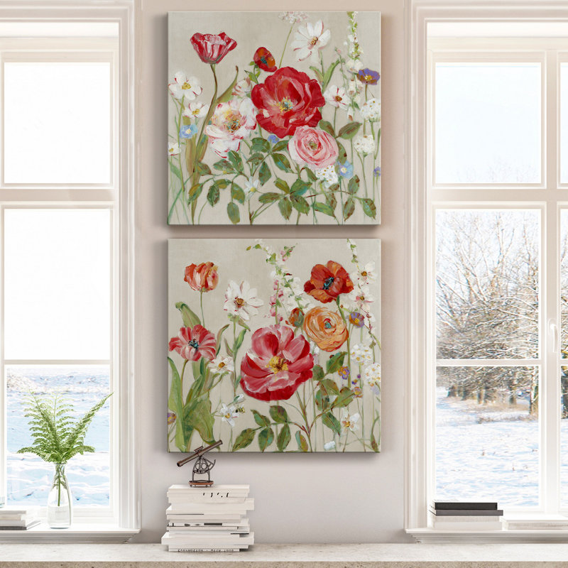 «Garden Menagerie I», ensemble de 2 reproductions d'art sur toile tendue, H 16 po x l 32 po x P 1 po