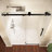 56" - 60" W X 76'' H Frameless Single Sliding Shower Door Bypass Matte Black Glass Door Alcove Bathroom Shower Door with Clear Tempered Glass