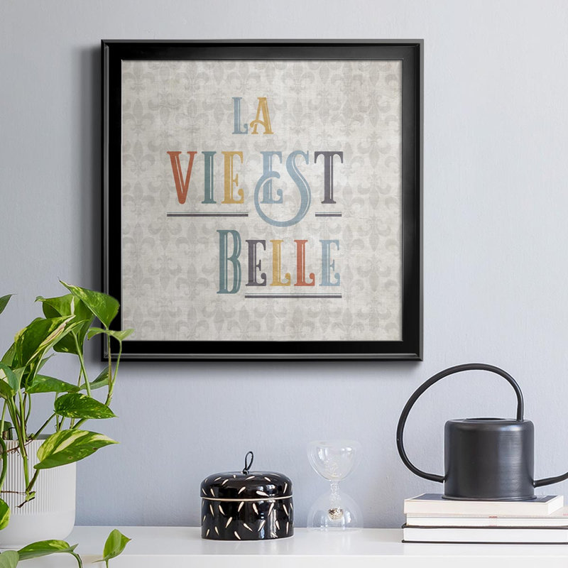 La Vie - Reproduction d'art textuel sur toile encadrée, H 26,5 po x l 26,5 po x P 1,5 po, Noir