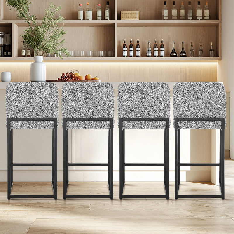 Chenille Bar Stool For Smart Life Set Of 4, Black White