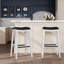 Tabouret de bar de 30 po, cuir blanc et noir, fabrication en bois franc massif, rehausse le style du tabouret de cuisine en finition, revêtement de siège en cuir, pour-513308137-513308055