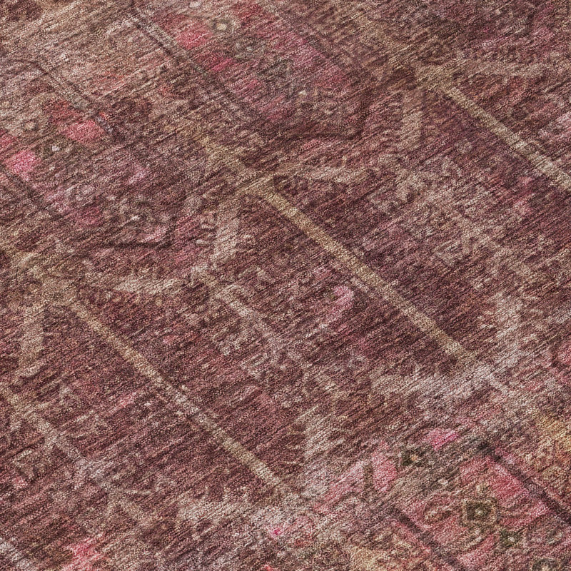 Tapis moderne lavable à la machine intérieur / extérieur ACN2728, Bourgogne, 10 pi x 14 pi
