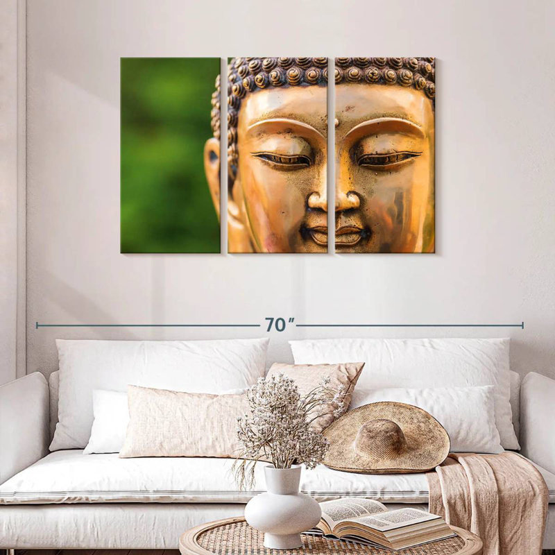 Adella Golden Buddha Head, 28" H x 45" W