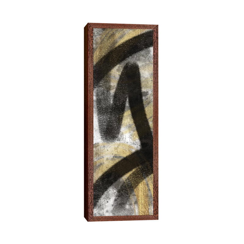 Striking Marks Neutral II by Marcus Prime - Painting on Canvas, Classic Brown Wood Framed, 152.4cm H x 50.8cm W x 3.81cm D
