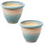 Jardinière intérieure / extérieure Chanze - 12 po x 12 po x 10 po - pot de fleurs rond en céramique à 2 compartiments - bleu / beige-1299076645-1299076648-1299076649