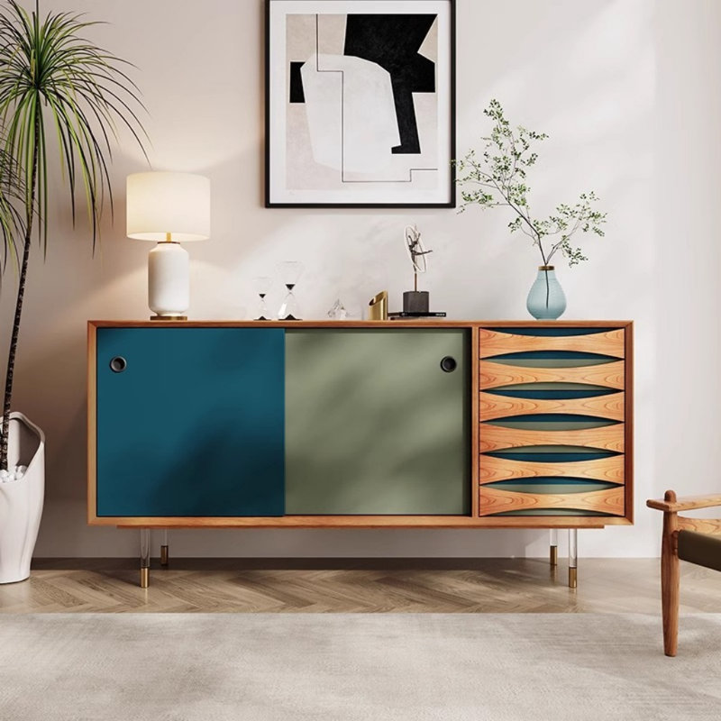 Un buffet simple et coloré, Blanc/vert, H 31,5 po x l 62,99 po x P 15,75 po