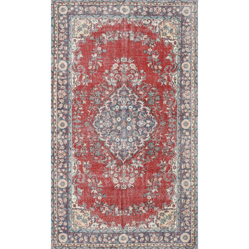 Tapis décoratif en laine rouge oriental, Rectangle 8 pi x 12 pi