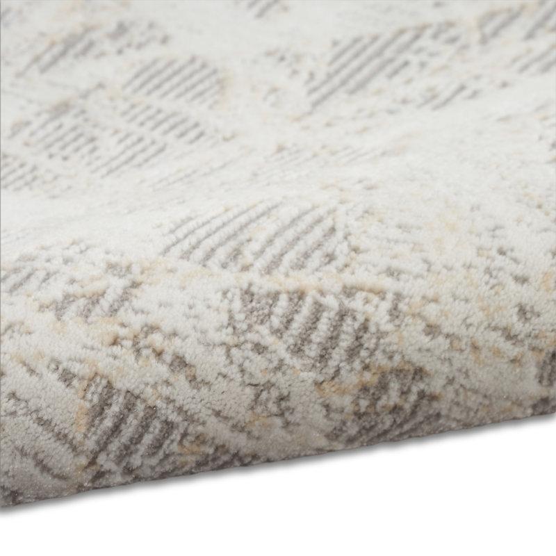 Machine Made Power Loomed Polyester Area Rug in Beige, Rectangle 8' x 10'