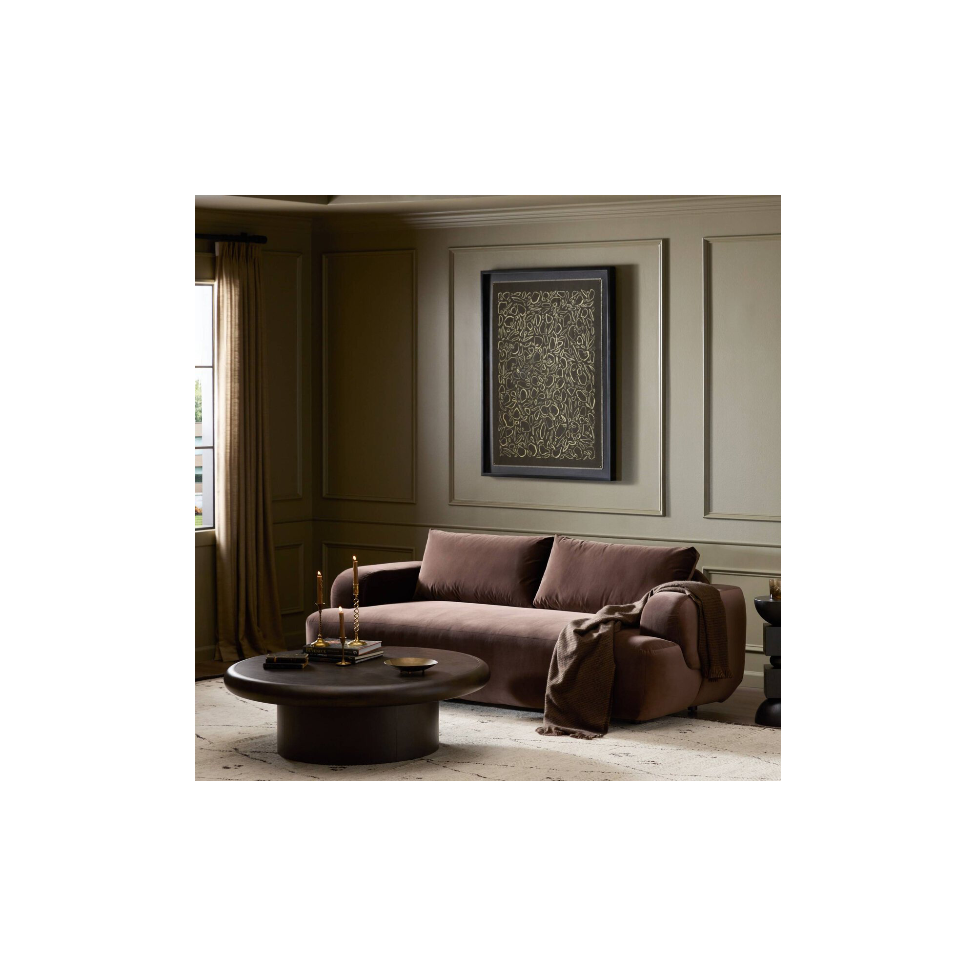 Fontaine 90'' Upholstered Sofa, Surrey Cocoa Cotton Blend