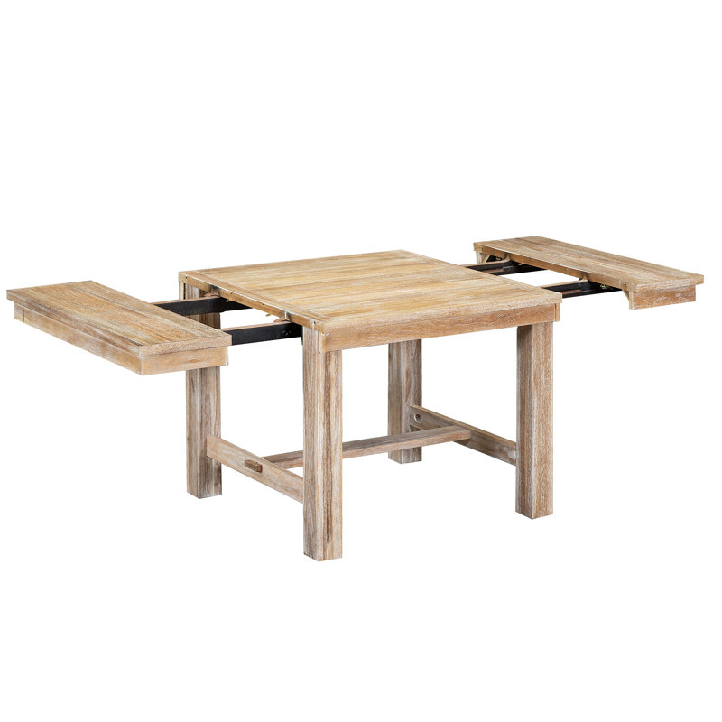Table de salle à manger à rallonge 6 pièces Farmhouse 82 pouces avec repose-pieds, 4 chaises rembourrées et banc, 2 rallonges amovibles de 11 po, coussin
