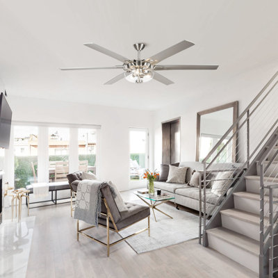 Jasmien 70" Modern Large Ceiling Fan with LED Lights and Remote Control