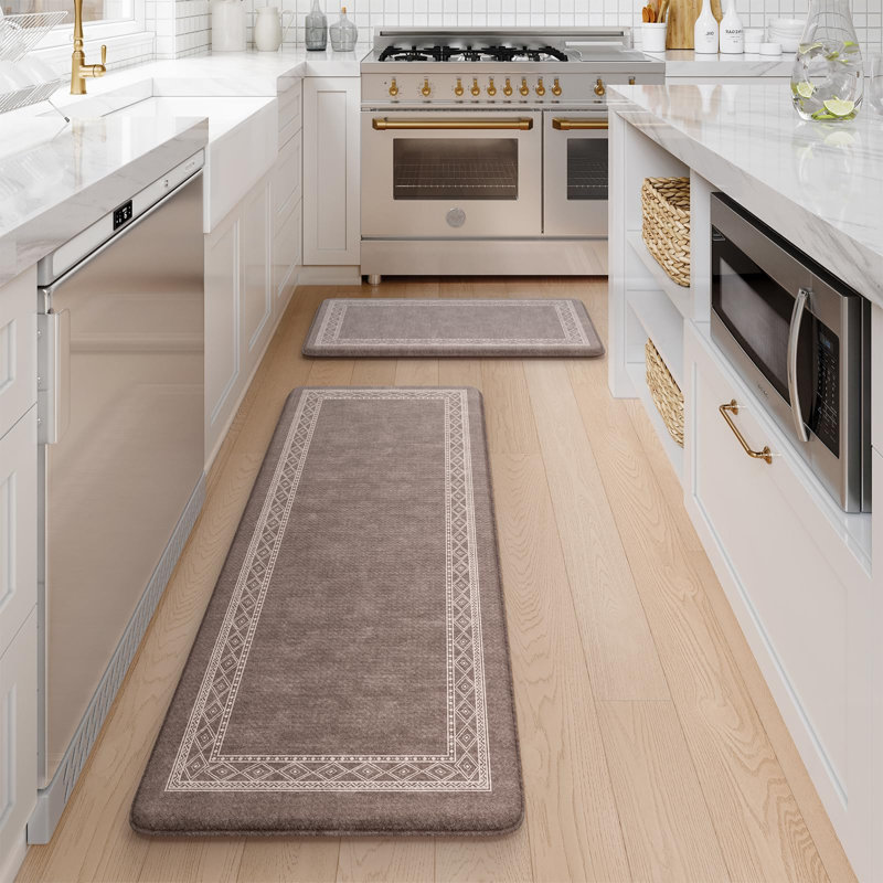Ensemble de 2 tapis ergonomiques en mousse, Marron foncé