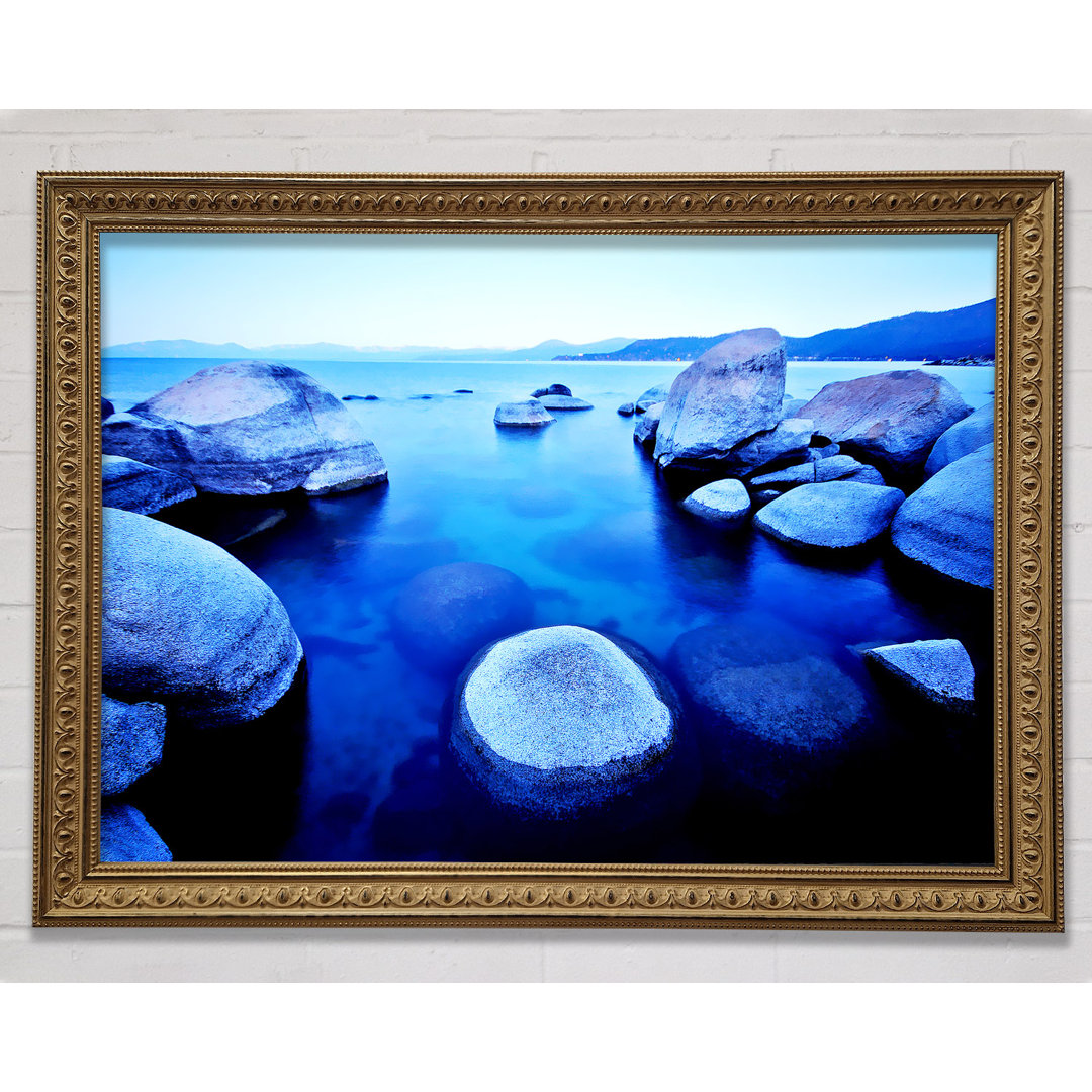 Blue Tranquil Ocean Rocks - Einzelner Bilderrahmen Kunstdrucke