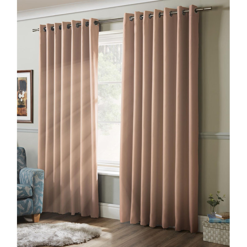 Bigham Blackout Eyelet Curtains, 104 W x 137 D cm, Ochre