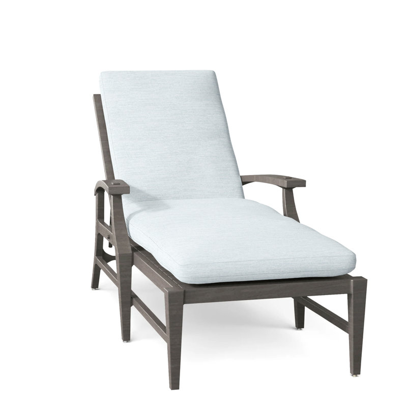 Croquet Aluminum Outdoor Chaise Lounge, No Welt, Slate Gray, Paper Sky
