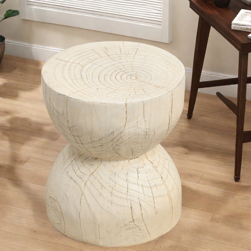 Tables de bout sculpturales, sablier aspect bois MGO, intérieur rustique extérieur, Grey*Grey Wood