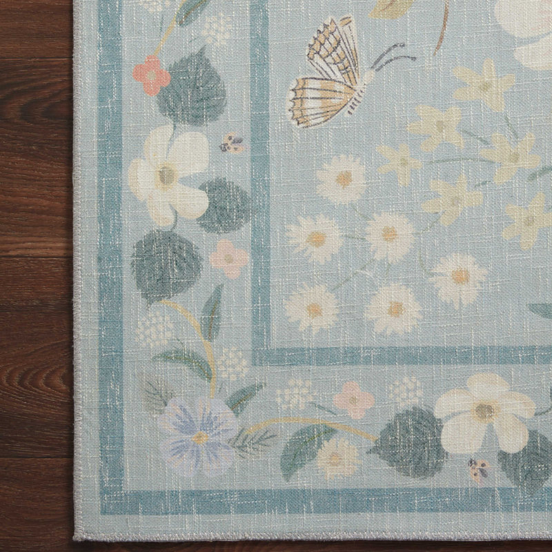 Tapis Rifle Paper Co. x Loloi Cotswolds Sky, Rectangle 3 pi 6 po x 5 pi 6 po