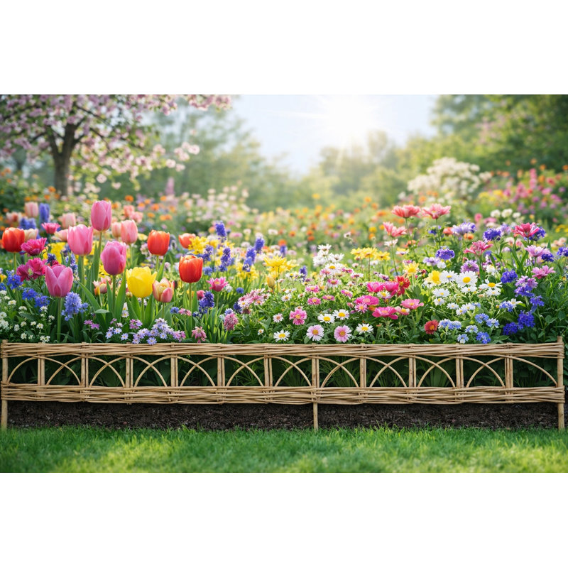 Criss Cross Tan Wood Lawn Edging