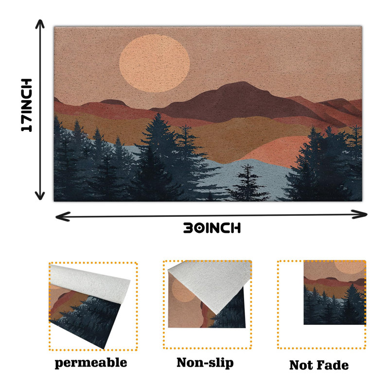 Paillasson antidérapant abstrait Boho Sun Sunset Mountain