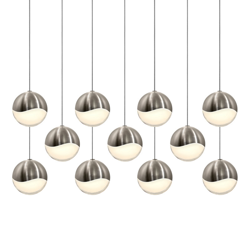 Grapes 11 - Light LED Cluster Pendant, 3.75" H x 37.5" W x 9.75" D, Satin Nickel