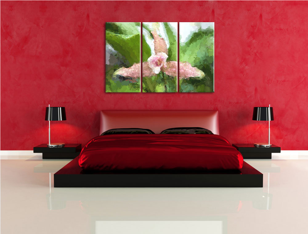 3-tlg. Leinwandbilder-Set „Außergewöhnliche Blüte Rosa“, Kunstdruck