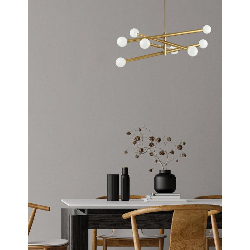 Lustre 8 lumières Wand, Laiton vieilli