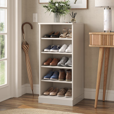 Armoire de rangement étroite à chaussures 100% bois massif avec tablettes réglables, rangement empilable peu encombrant, l 16,5 po x H 35,75 po