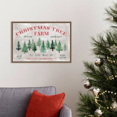 «Christmas Tree Farm Sign» par Rosana Laiz Blursbyai, reproduction d'art sur toile encadrée