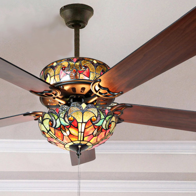 Ventilateur de plafond à 5 pales soudé à la main à 52 pales avec chaînette Ummuhan, Épice