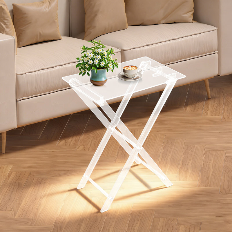 Table basse pliable en acrylique à pieds en X et table basse pour ordinateur portable 11 lb