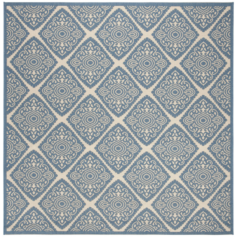 Frankee Performance Damask Indoor/Outdoor Area Rug, Square 6'7"