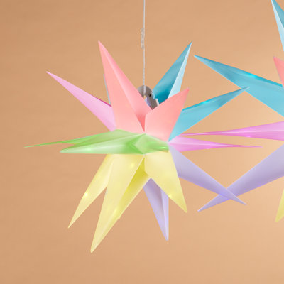 Lighted 9.75 in D Battery Operated White PVC Foldable Starburst with 36 Smart LED