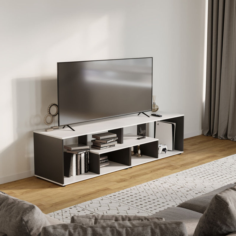 Sester Solid Wood Coffee Table with Storage, White/Black