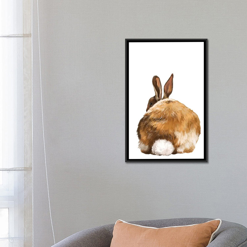 Art de lapin, Toile avec cadre noir, H 26 po x l 18 po x P 1,5 po