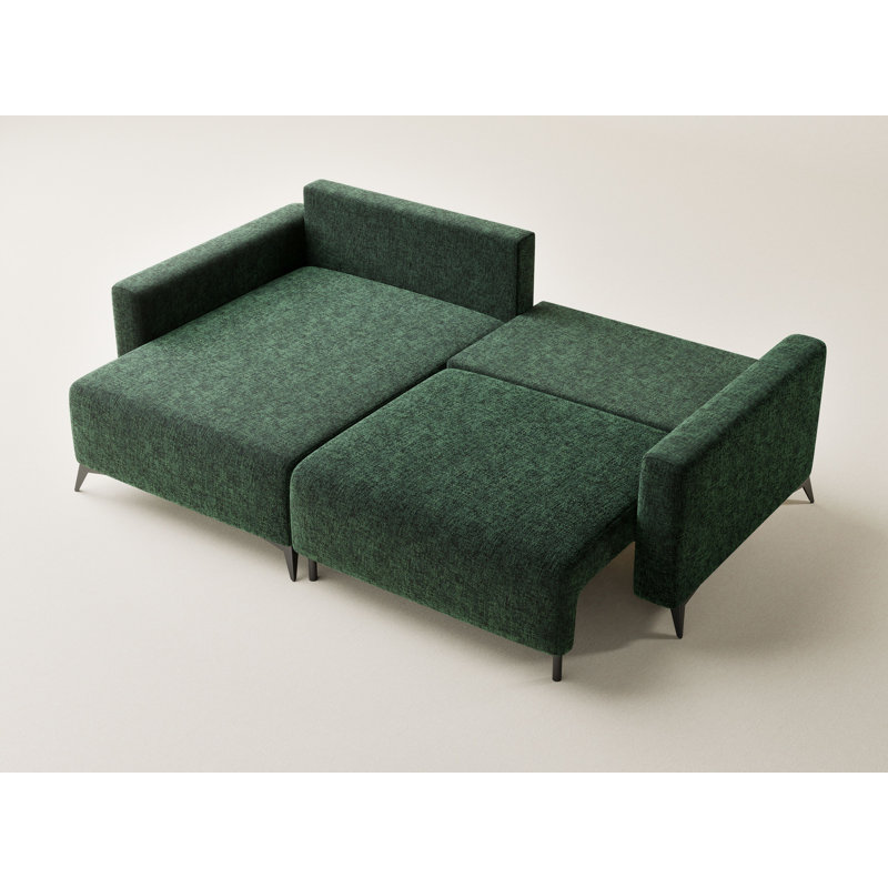 3 Seater Reclining Corner Sofa , Left Hand Facing, Chenille - Dark Green