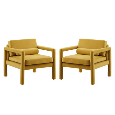 Brennyn Upholstered Velvet Accent Armchair Set of 2