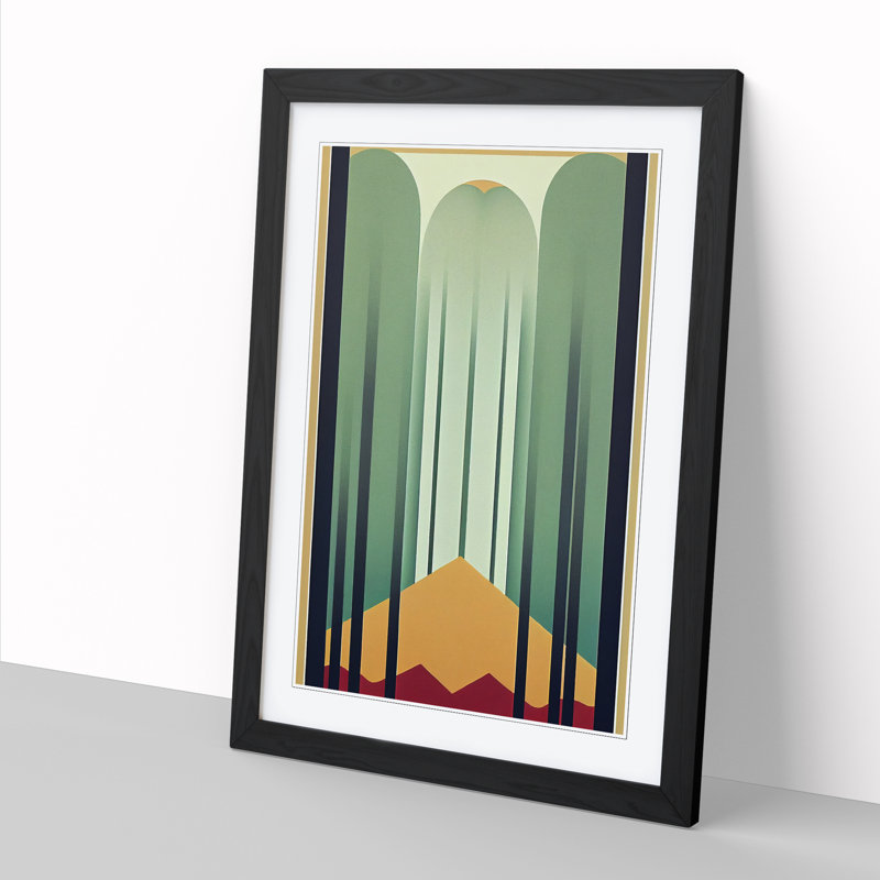 Spring Forest Art Deco Vol.1 - Framed Print, 64cm H x 46cm W x 2cm D, Oak