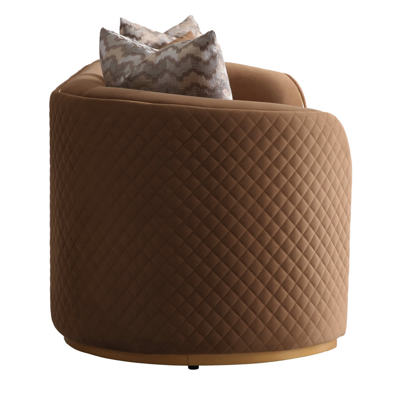 Ariana 83'' Velvet Round Arm Loveseat, 31" H x 83" W x 35" D, Caramel