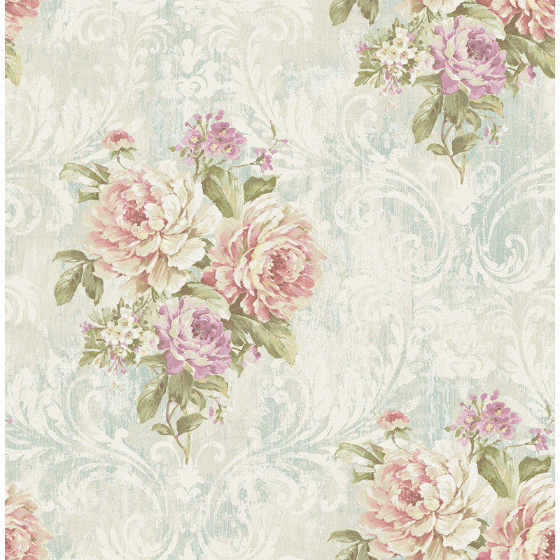 Rouleau de papier peint L 32,81 pi x l 20,5 po Mccarty Floral Manor, Rose