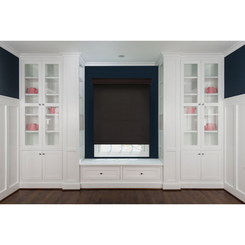 Store à enroulement rond sans fil 1% Linen Avenue, L 67 po x L 48,54 po, Noir